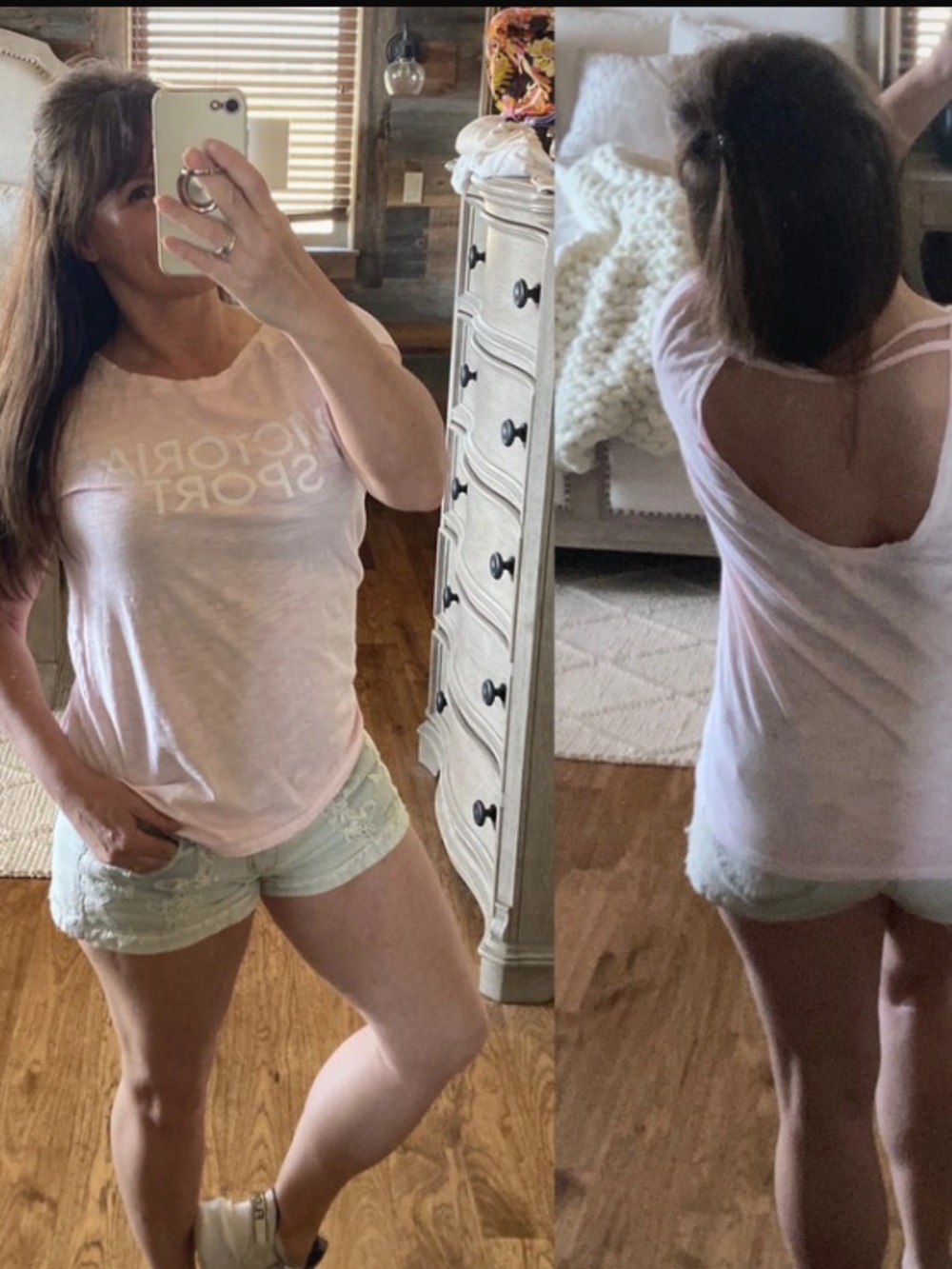 Victoria’s Secret Victoria Sport Open Back Baby Ballet Pink Cotton Top